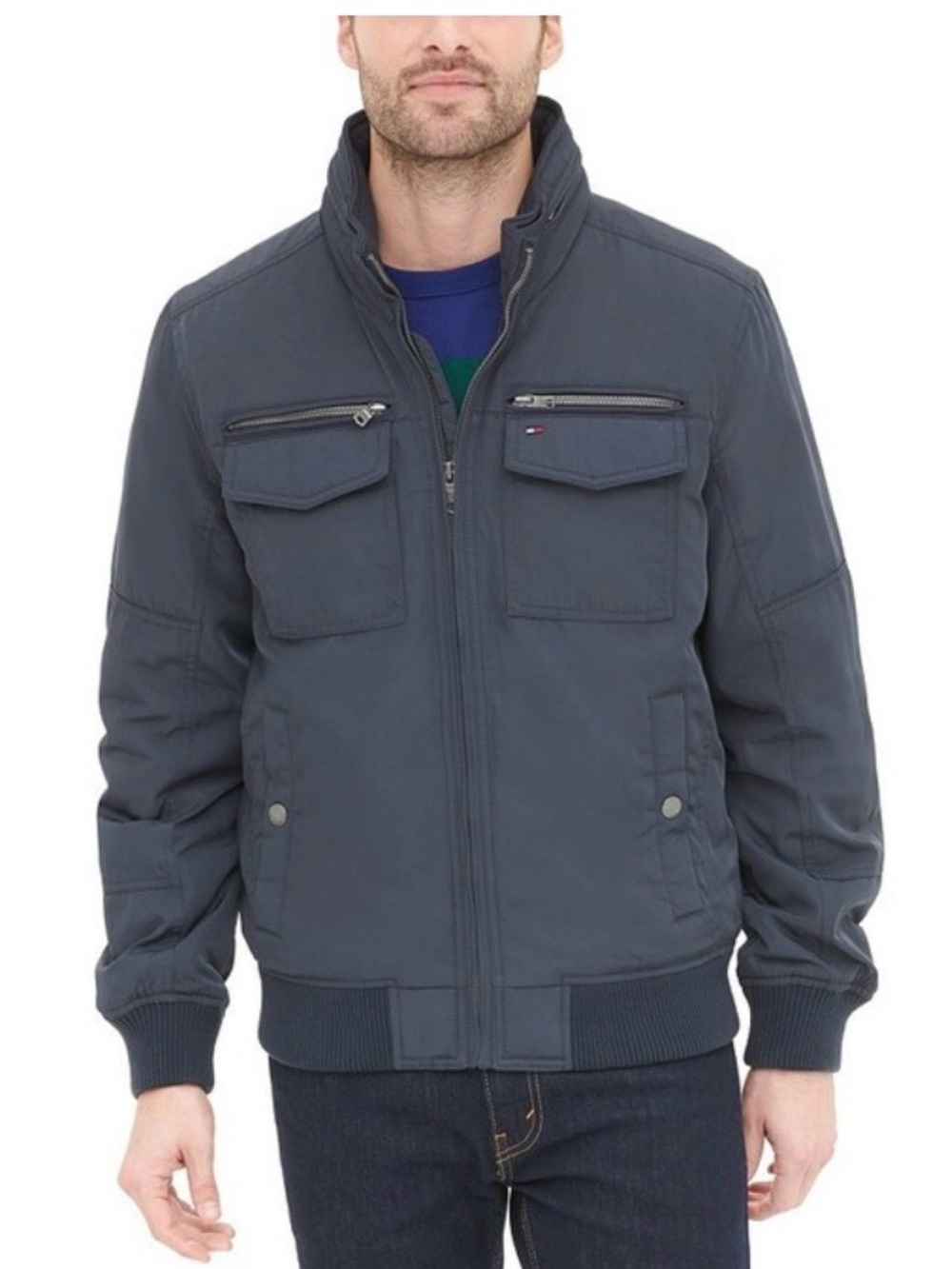 NWT - Tommy Hilfiger Men's Dark Blue Bomber Jacket (sz L)
